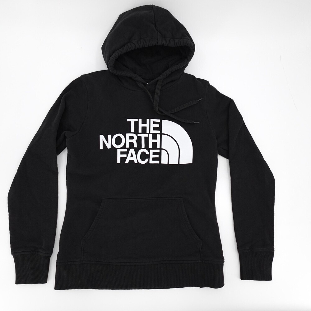 The North Face Hoodie Womens Medium Black Logo Pullover Fleece Kangaroo Pocket